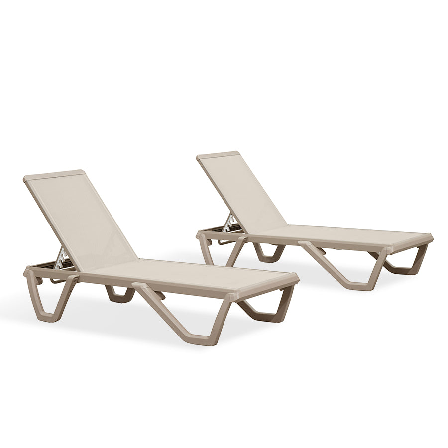 PURPLE LEAF – Chaise longue extérieure empilable en aluminium Champagne et plastique pour piscine, plage et terrasse