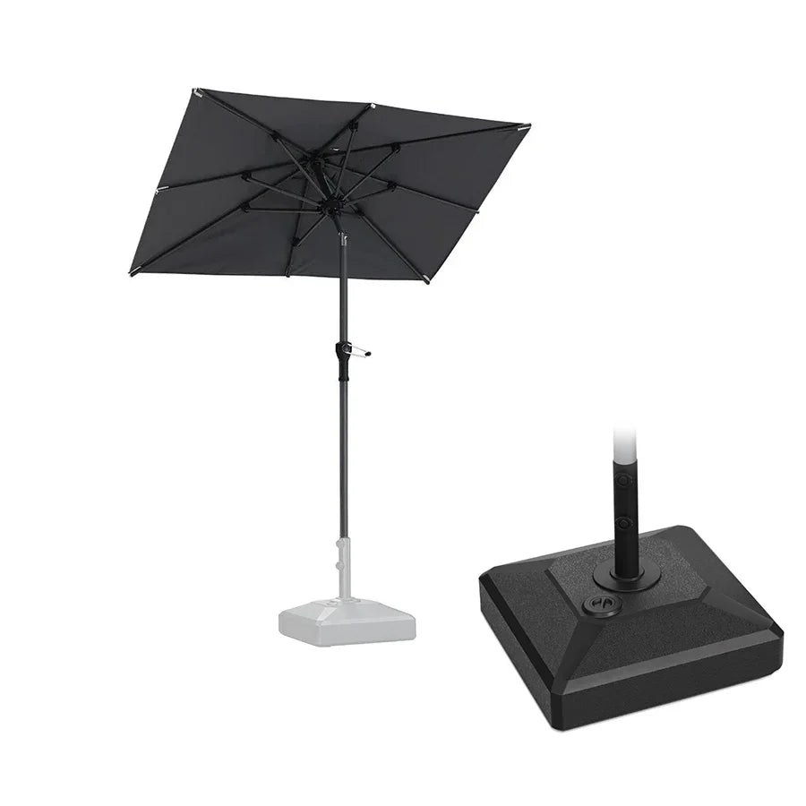 PURPLE LEAF – Parasol de marché extérieur rectangulaire pour terrasse avec manivelle, inclinaison et base