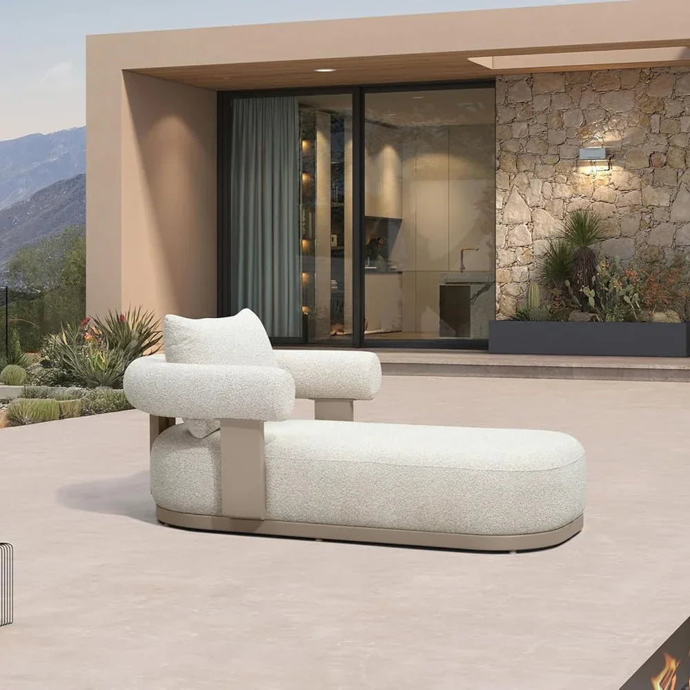 PURPLE LEAF Provence – Chaise longue extérieure moderne haut de gamme en aluminium avec coussin lombaire en oléfine et accoudoirs