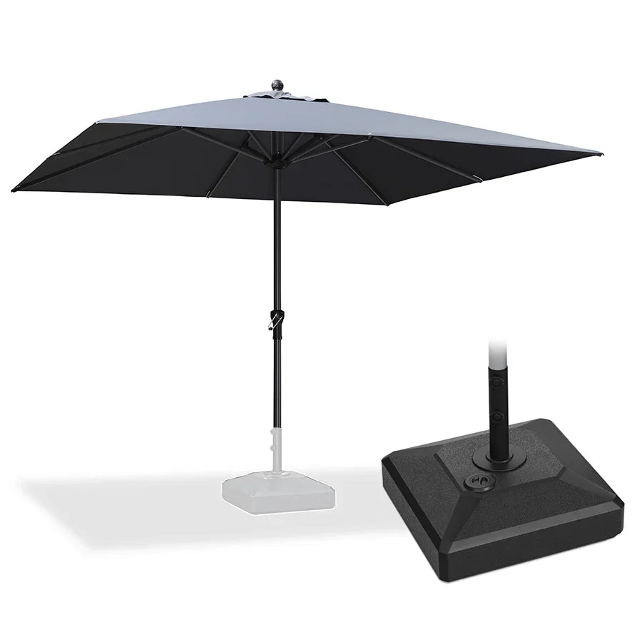 PURPLE LEAF – Parasol de table de terrasse en aluminium renforcé, style marché, avec base