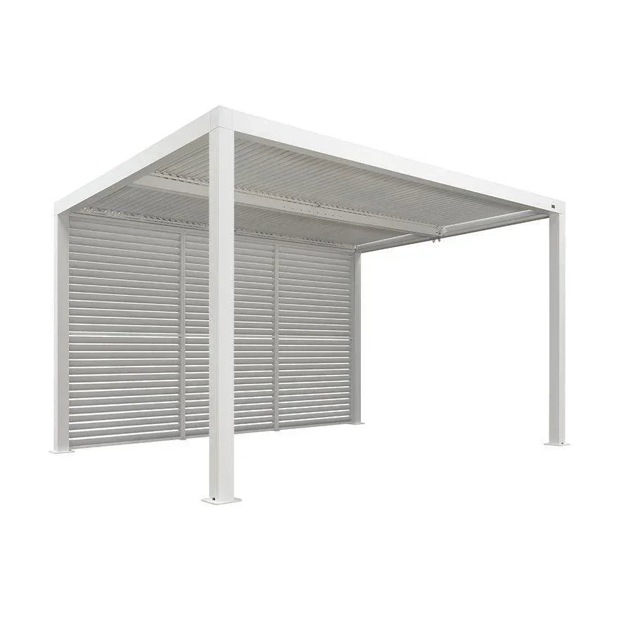 PURPLE LEAF Athena – Pergola extérieure blanche en aluminium à lames orientables avec paroi à volets, réglable et étanche à la pluie
