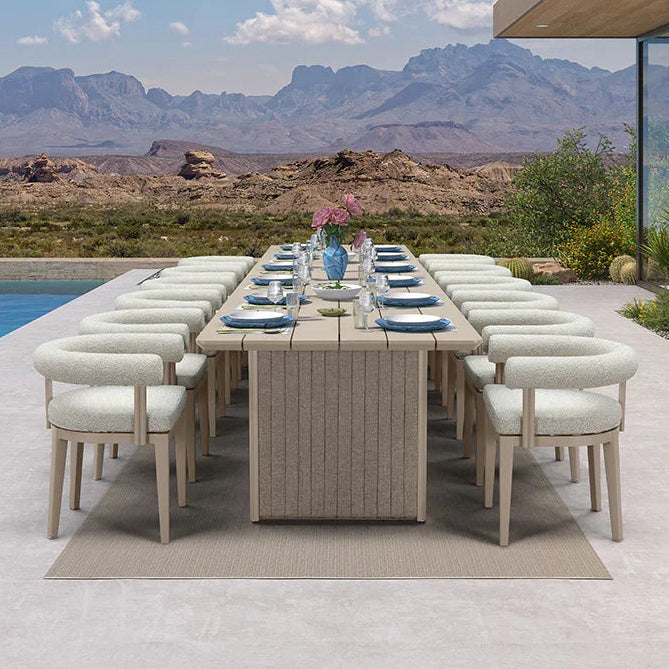 PURPLE LEAF Provence – Ensemble repas de terrasse haut de gamme moderne avec grande table rectangulaire et chaises en aluminium avec coussins en oléfine