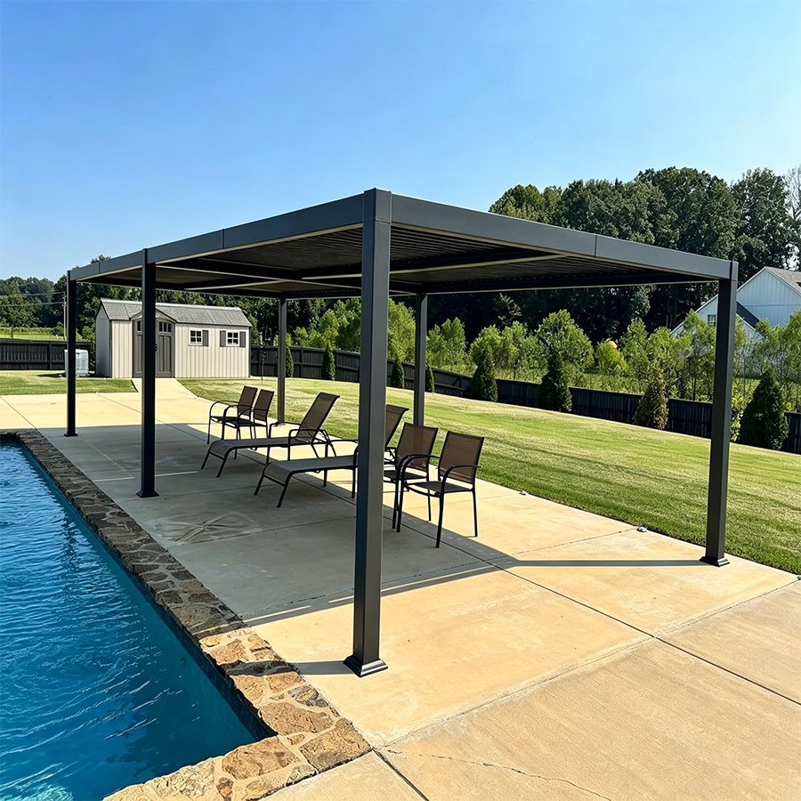PURPLE LEAF Caesar – Pergola extérieure à lames orientables avec toit rigide réglable, gris