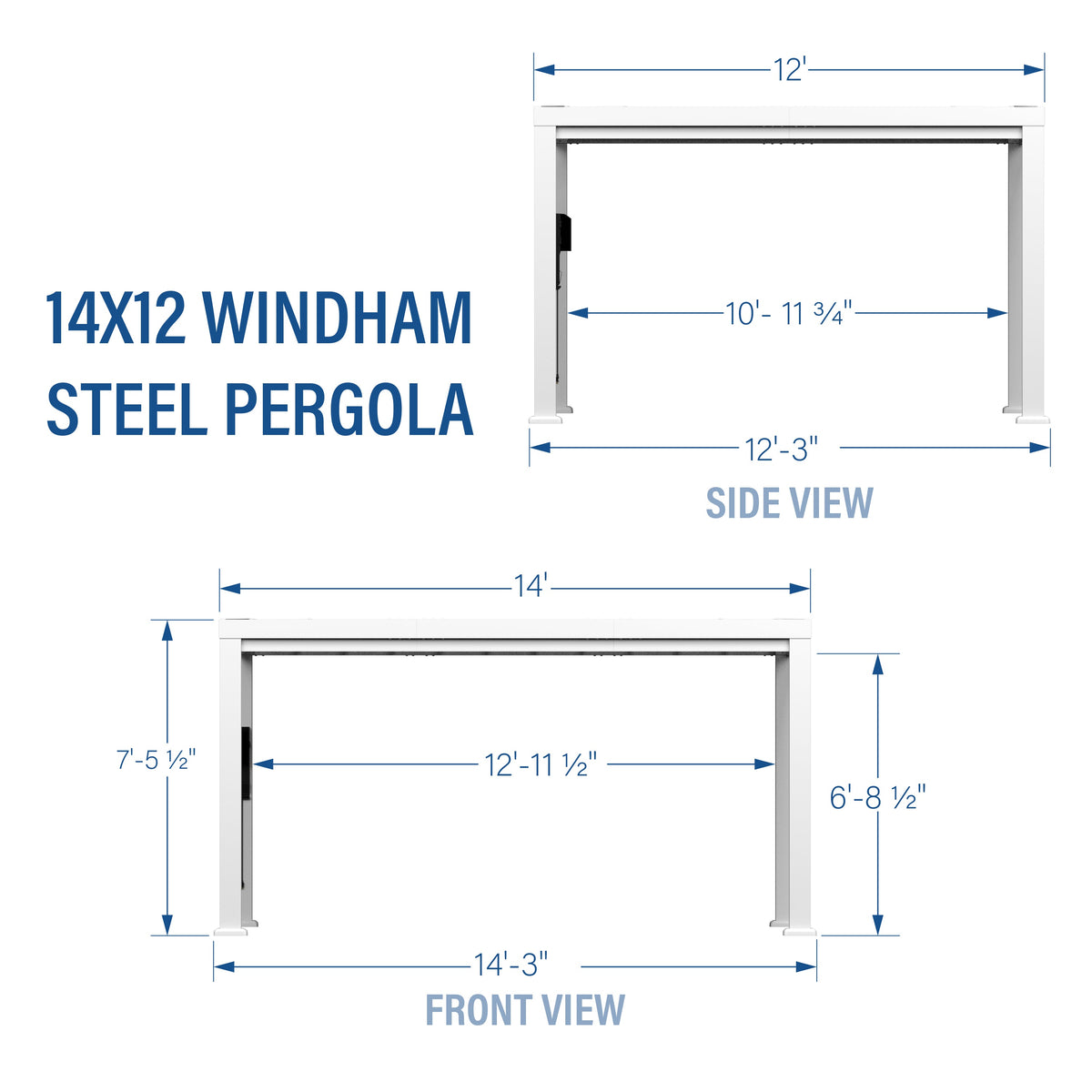 Windham 14x12 – Pergola moderne en acier avec toile d’ombrage souple