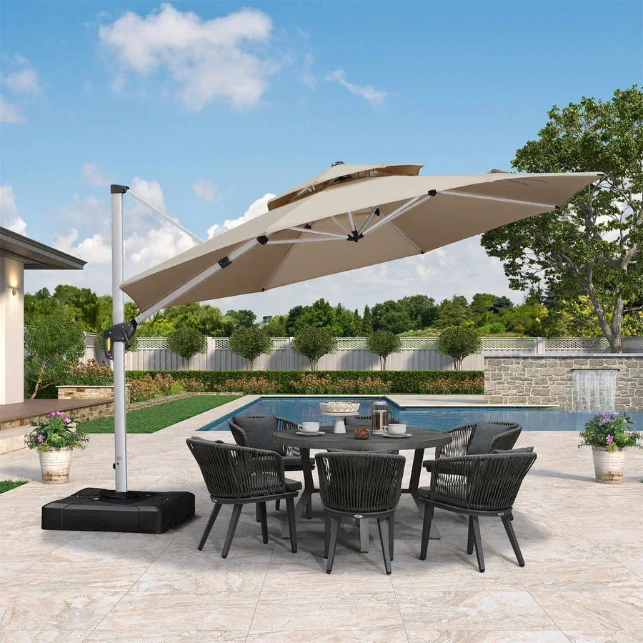 PURPLE LEAF – Parasol déporté rond renforcé pour terrasse, porche, jardin et piscine