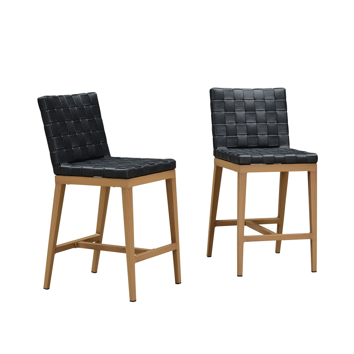 PURPLE LEAF – Lot de 2 tabourets extérieurs hauteur comptoir en cuir PU avec structure en aluminium pour piscine, jardin et îlot de cuisine