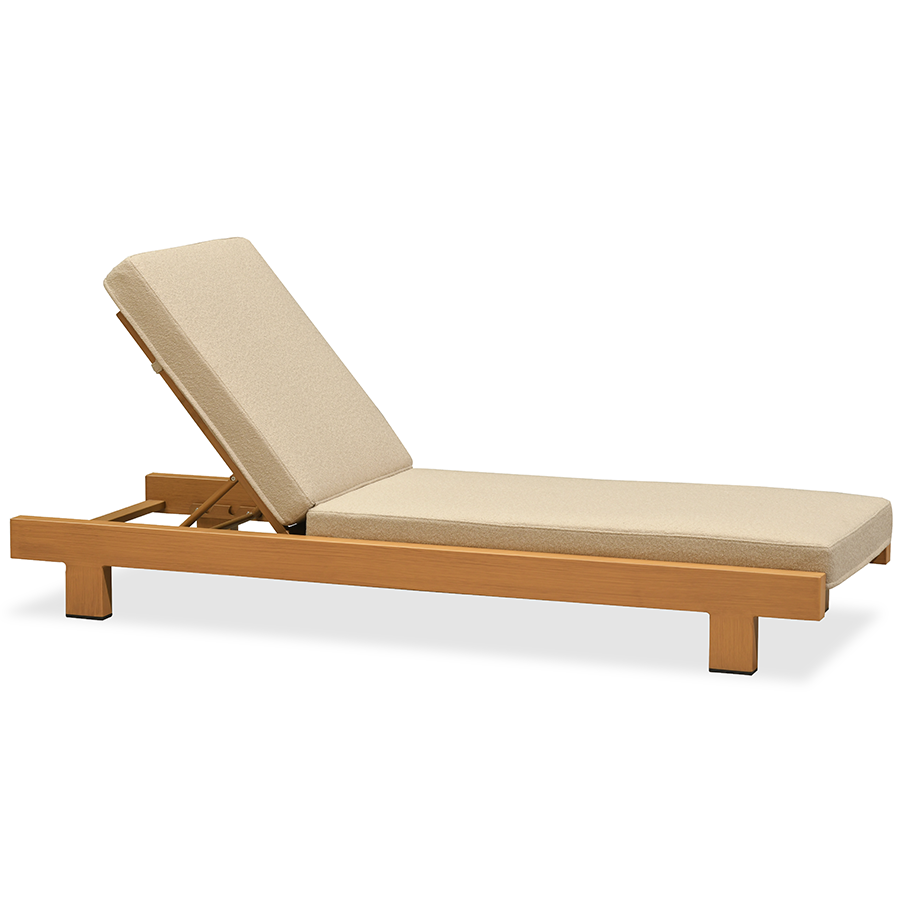 PURPLE LEAF – Lit de repos extérieur Standard avec coussin, tissu mélangé oléfine et structure en aluminium pour terrasse et piscine