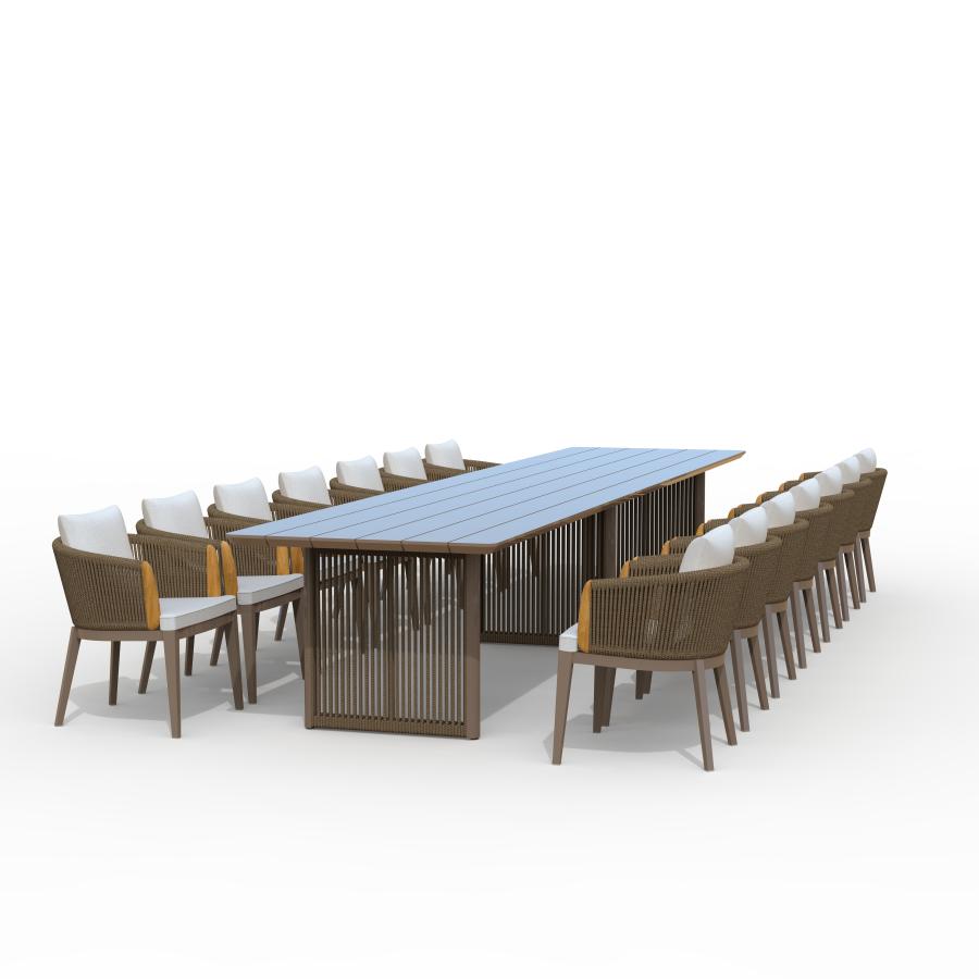 PURPLE LEAF Hailar – Ensemble repas extérieur familial avec table et chaises de terrasse en aluminium et coussins en oléfine