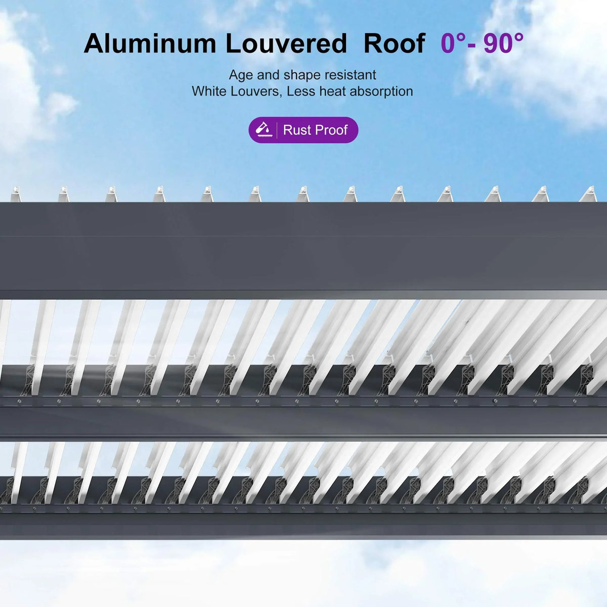 PURPLE LEAF Athena – Pergola moderne grise à lames orientables avec toit blanc pour terrasse et jardin