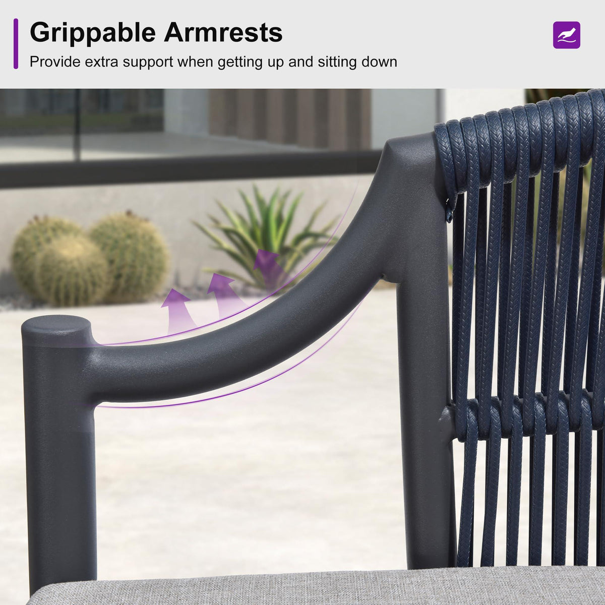 PURPLE LEAF Buler – Ensemble salon de terrasse moderne 4/8 pièces avec fauteuils en rotin, canapé et table basse pour bord de piscine