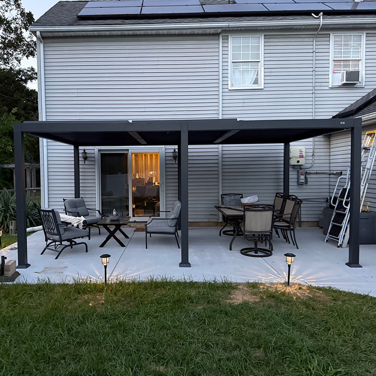 PURPLE LEAF Caesar – Pergola extérieure à lames orientables avec toit rigide réglable, gris