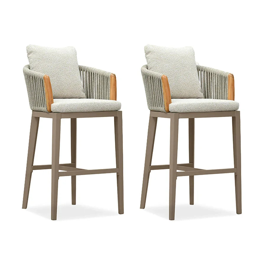 PURPLE LEAF Hailar – Tabouret de bar extérieur moderne en rotin avec dossier et coussin pour balcon, intérieur, extérieur ou îlot de cuisine