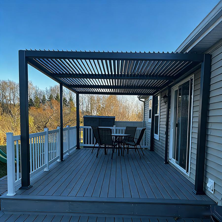 PURPLE LEAF Caesar – Pergola extérieure à lames orientables avec toit rigide réglable, gris