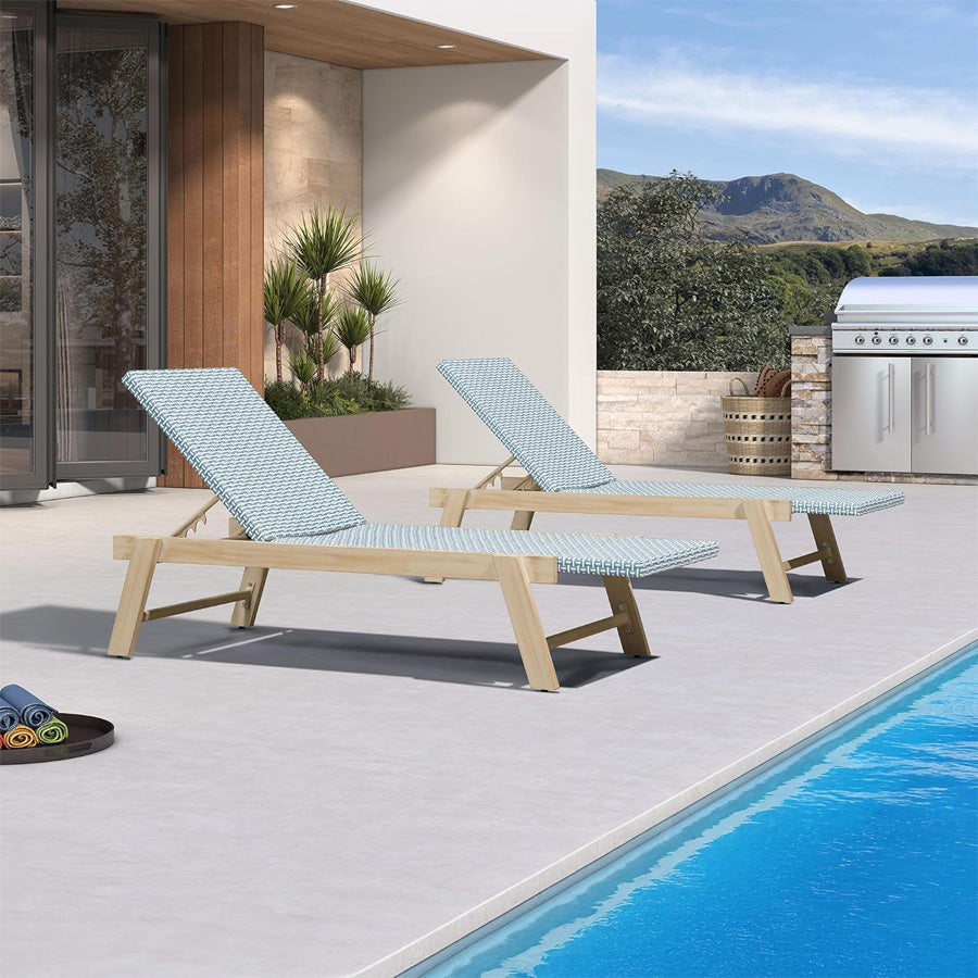 PURPLE LEAF – Chaise longue de terrasse extra-large style français en rotin PE, structure aluminium teck mat, capacité 771LBS et dossier réglable