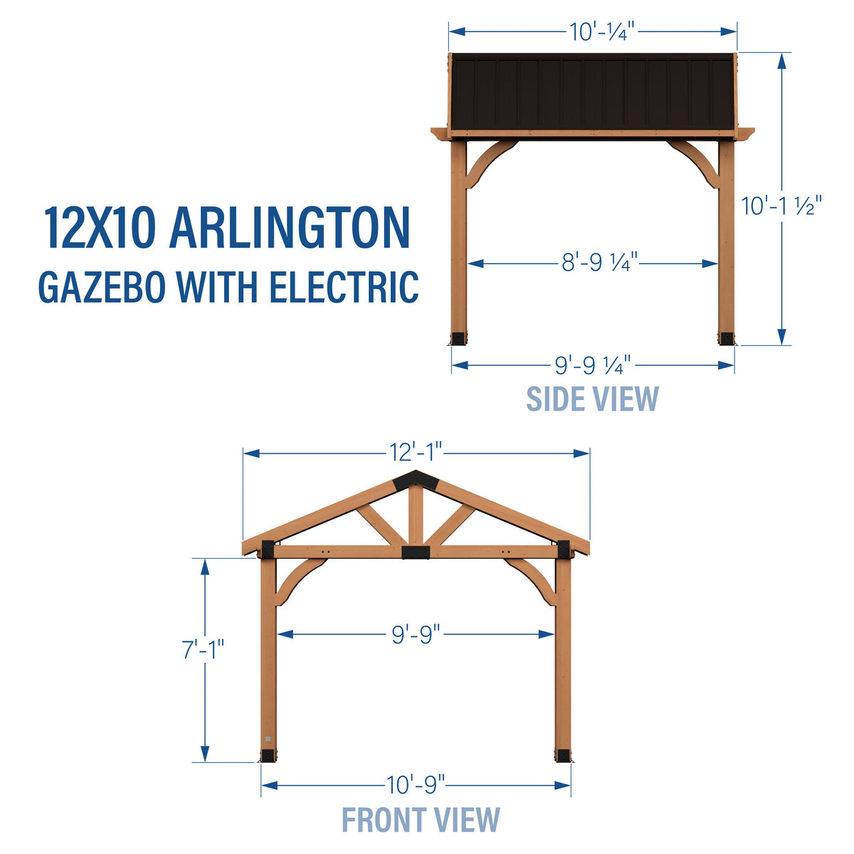 Arlington 12x10 – Pavillon avec électricité, Lt Brown