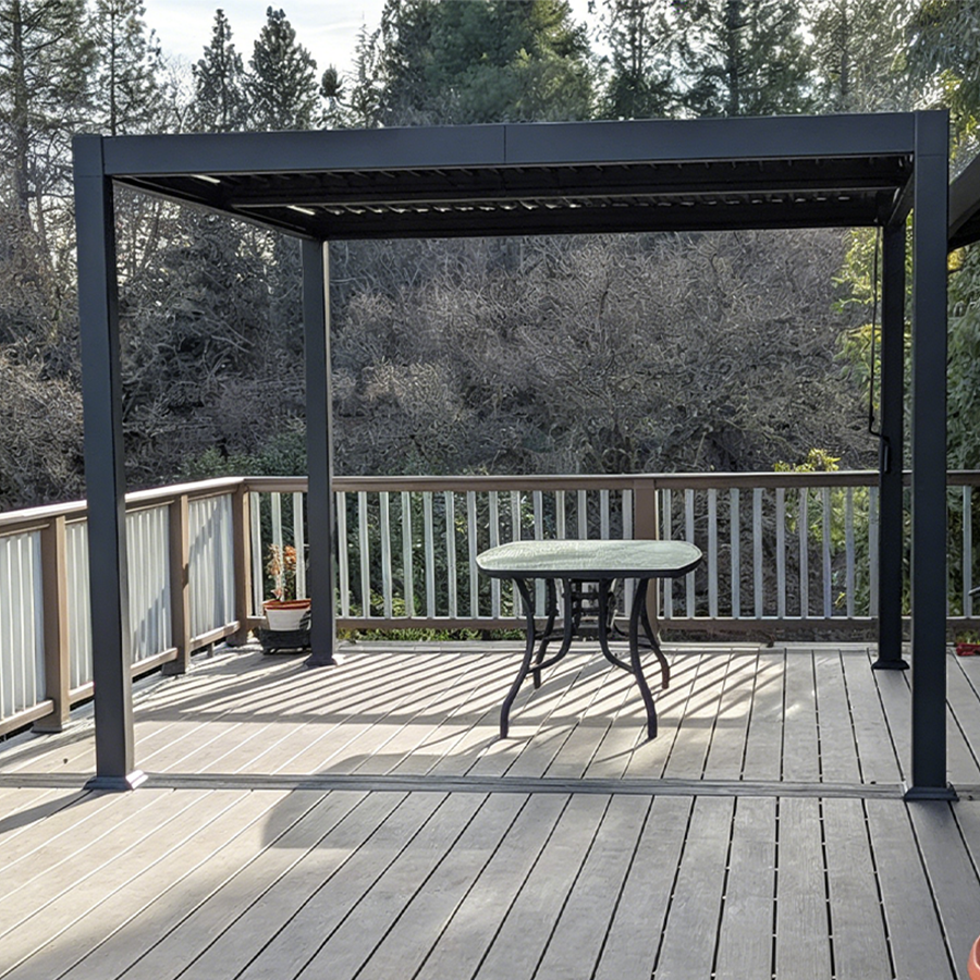 PURPLE LEAF Caesar – Pergola extérieure à lames orientables avec toit rigide réglable, gris