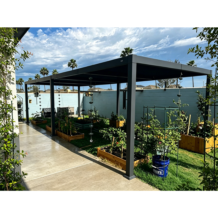 PURPLE LEAF Caesar – Pergola extérieure à lames orientables avec toit rigide réglable, gris