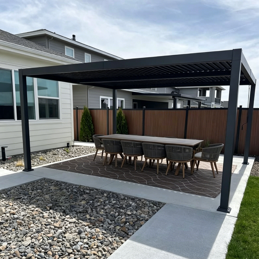 PURPLE LEAF Caesar – Pergola extérieure à lames orientables avec toit rigide réglable, gris