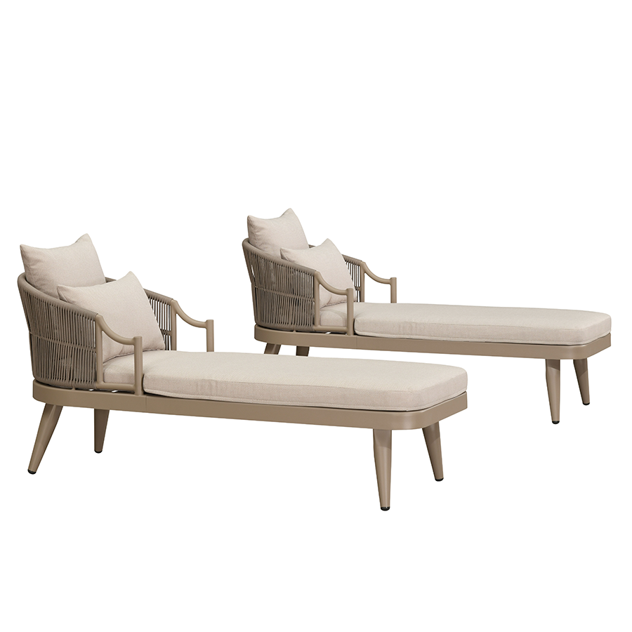 PURPLE LEAF – Chaise longue extérieure ergonomique en aluminium avec assise rembourrée et accoudoirs de soutien pour terrasse et piscine