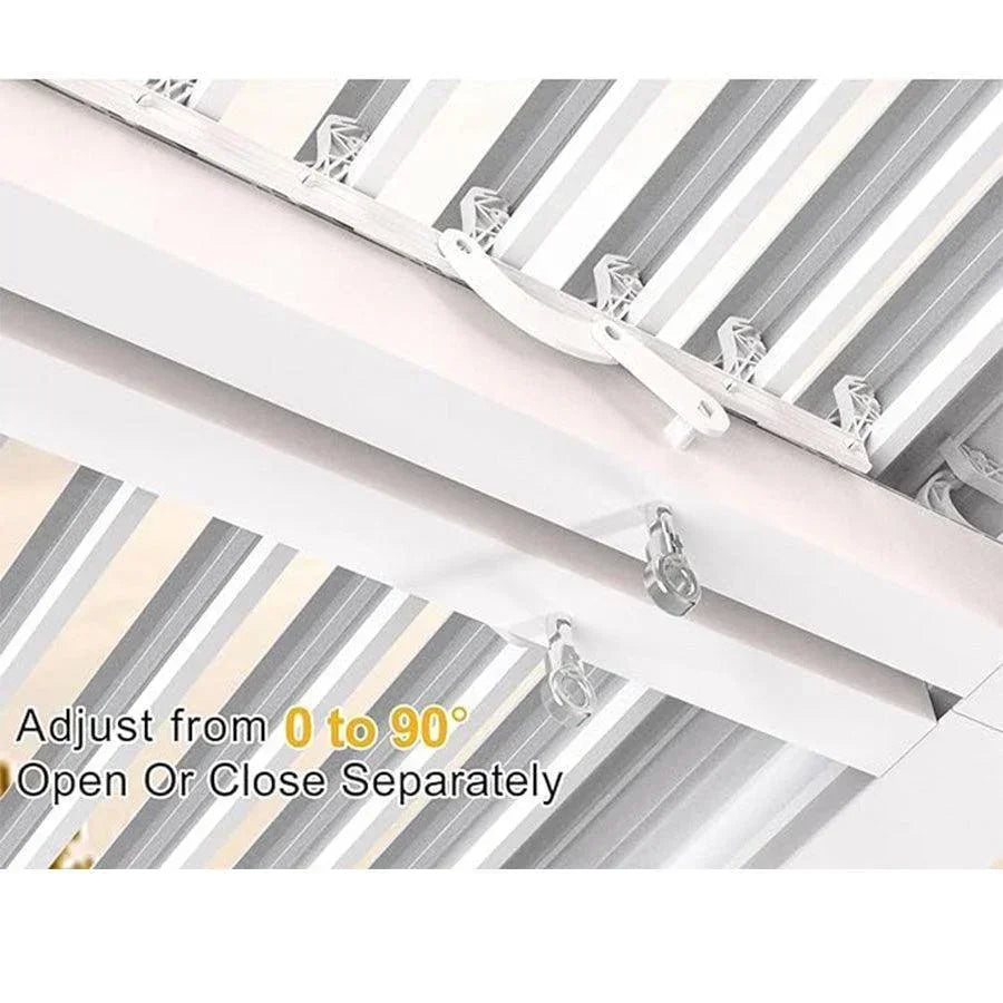 PURPLE LEAF Athena – Pergola extérieure blanche en aluminium à lames orientables avec store enrouleur et toit réglable