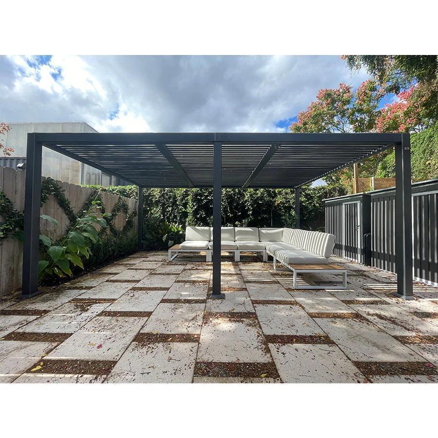 PURPLE LEAF Caesar – Pergola extérieure à lames orientables avec toit rigide réglable, gris
