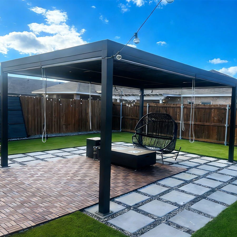 PURPLE LEAF Caesar – Pergola extérieure à lames orientables avec toit rigide réglable, gris