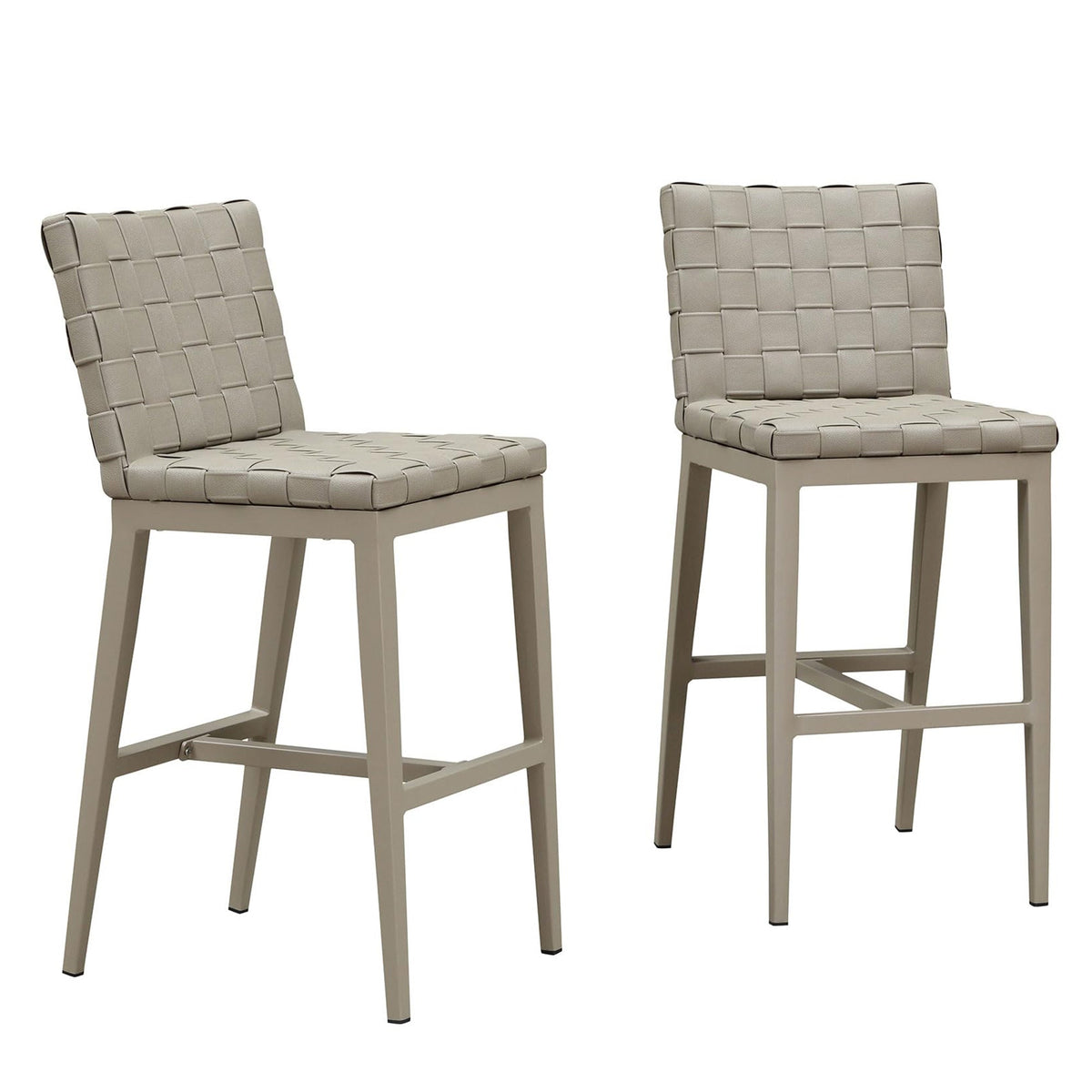 PURPLE LEAF – Lot de 2 tabourets extérieurs hauteur comptoir en cuir PU avec structure en aluminium pour piscine, jardin et îlot de cuisine