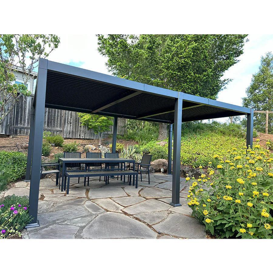 PURPLE LEAF Caesar – Pergola extérieure à lames orientables avec toit rigide réglable, gris