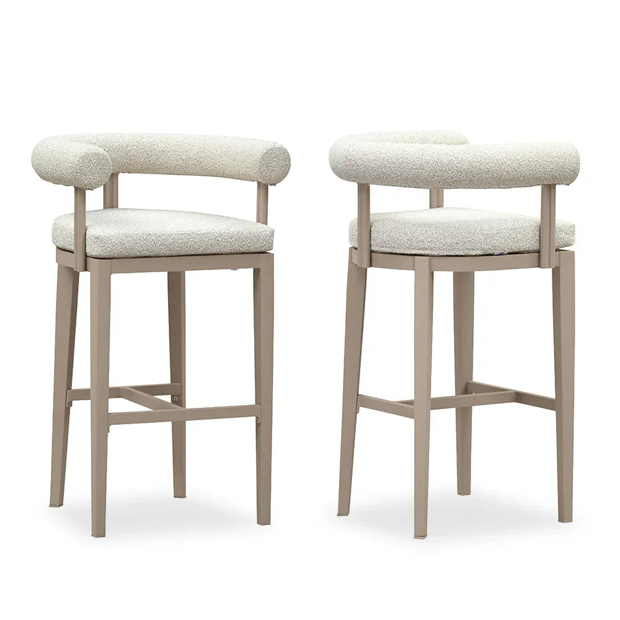 PURPLE LEAF Provence – Lot de 2 tabourets de bar extérieurs modernes rembourrés en oléfine avec dossier et accoudoirs