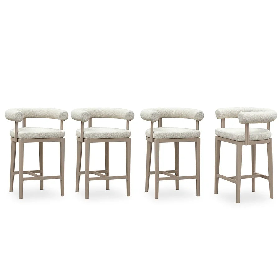 PURPLE LEAF Provence – Lot de 2 tabourets de bar extérieurs modernes rembourrés en oléfine avec dossier et accoudoirs