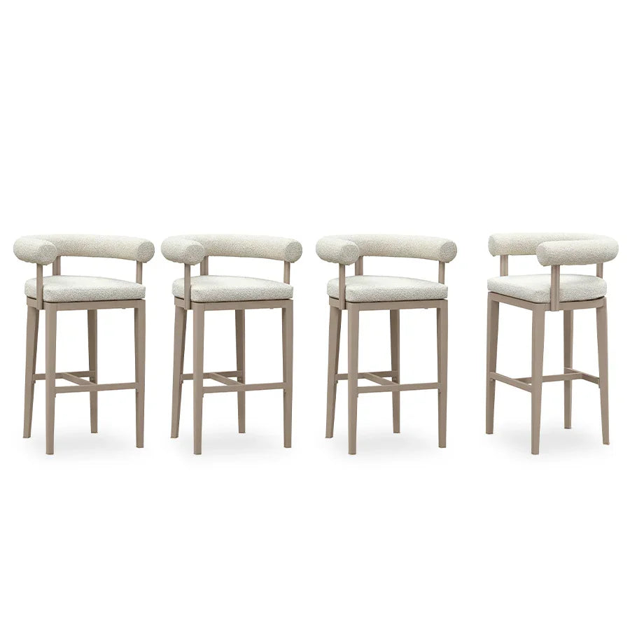 PURPLE LEAF Provence – Lot de 2 tabourets de bar extérieurs modernes rembourrés en oléfine avec dossier et accoudoirs