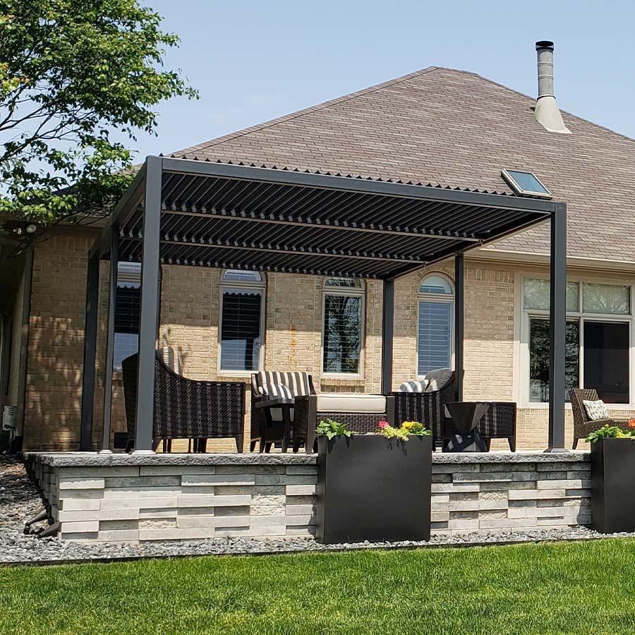 PURPLE LEAF Caesar – Pergola extérieure à lames orientables avec toit rigide réglable, gris