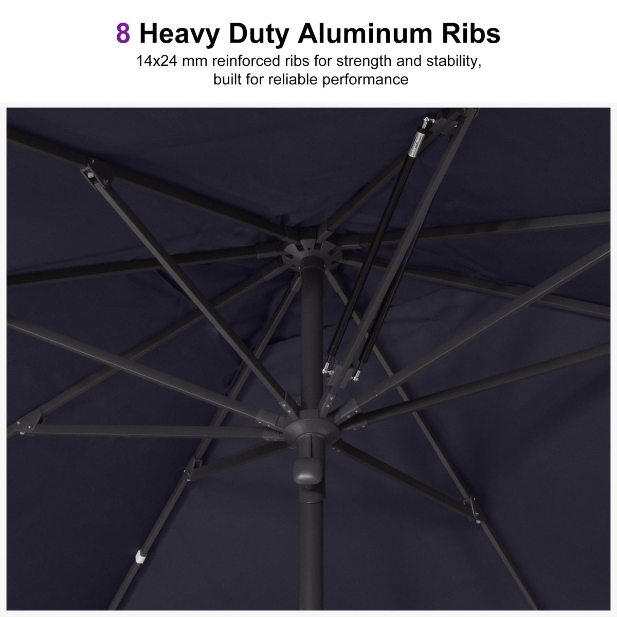 PURPLE LEAF – Parasol de marché haut de gamme renforcé, commercial, hydraulique et semi-automatique pour terrasse