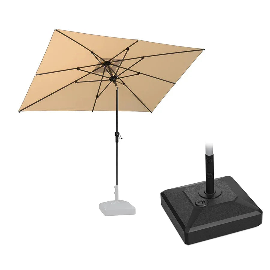PURPLE LEAF – Parasol de marché extérieur rectangulaire pour terrasse avec manivelle, inclinaison et base