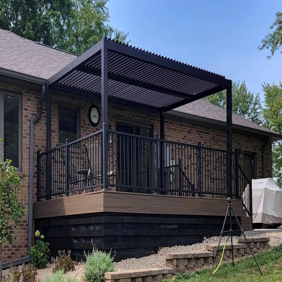 PURPLE LEAF Caesar – Pergola extérieure à lames orientables avec toit rigide réglable, gris