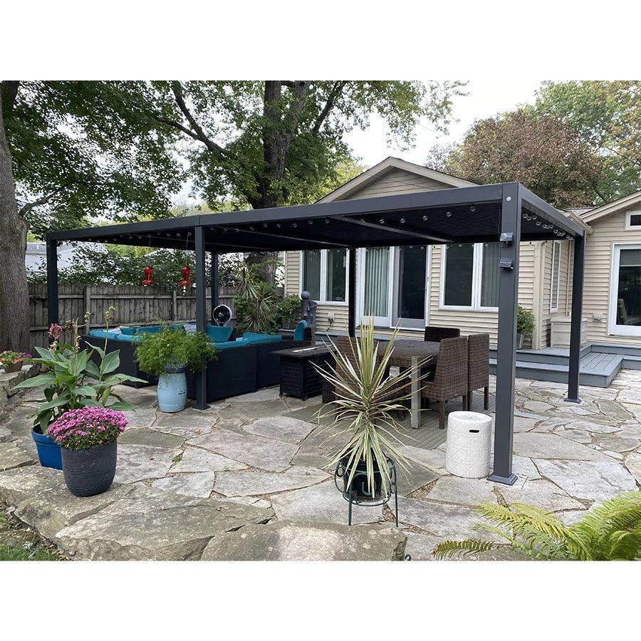 PURPLE LEAF Caesar – Pergola extérieure à lames orientables avec toit rigide réglable, gris