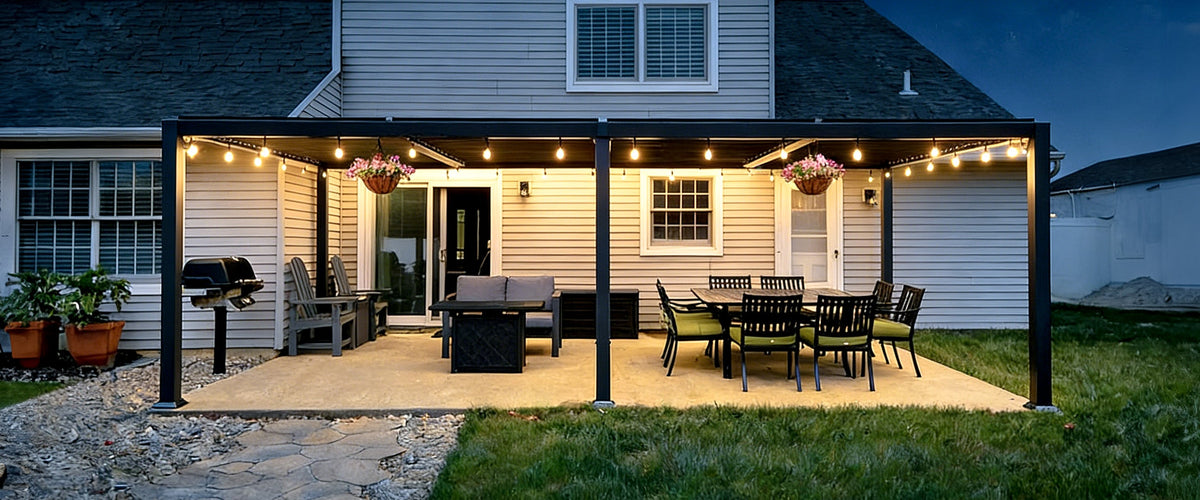 PURPLE LEAF Caesar – Pergola extérieure à lames orientables avec toit rigide réglable, gris