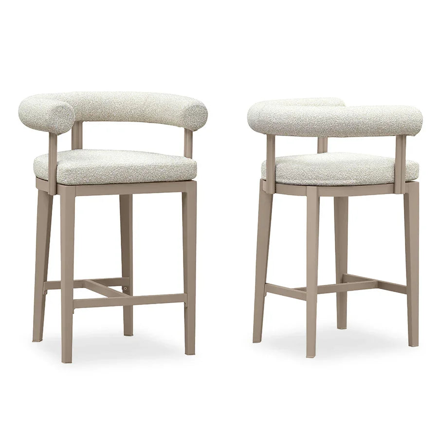 PURPLE LEAF Provence – Lot de 2 tabourets de bar extérieurs modernes rembourrés en oléfine avec dossier et accoudoirs