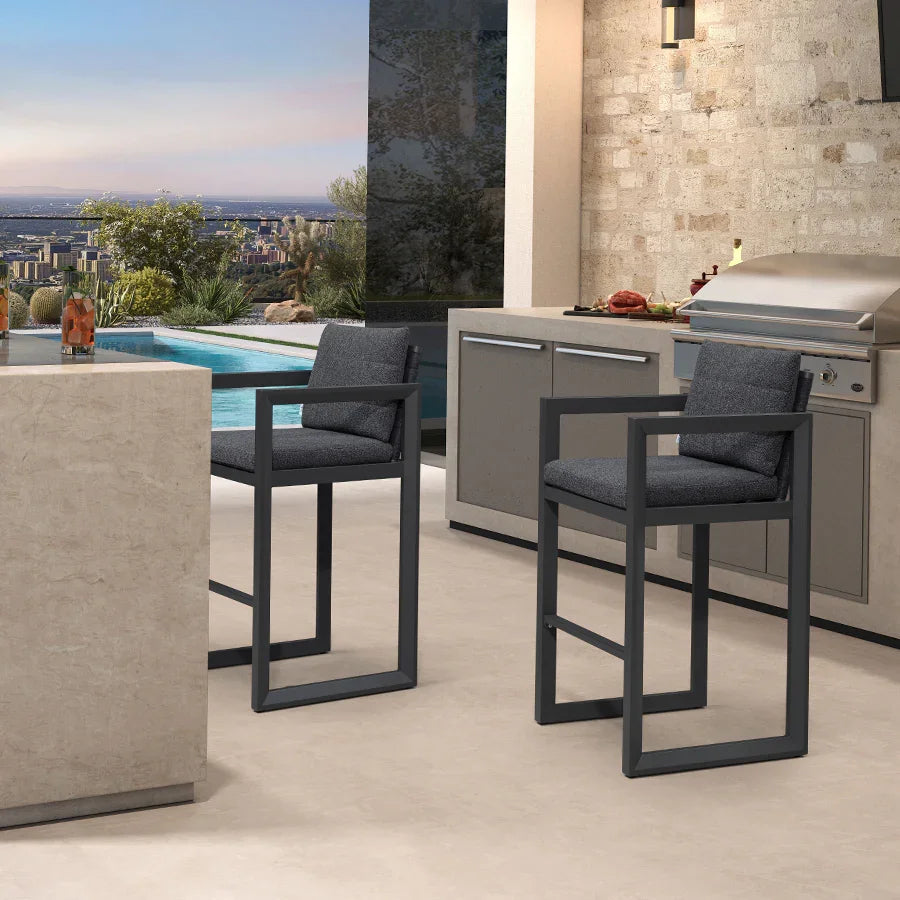 PURPLE LEAF Caesar – Tabourets de bar modernes en aluminium avec coussins amovibles pour cuisine, îlot extérieur et jardin