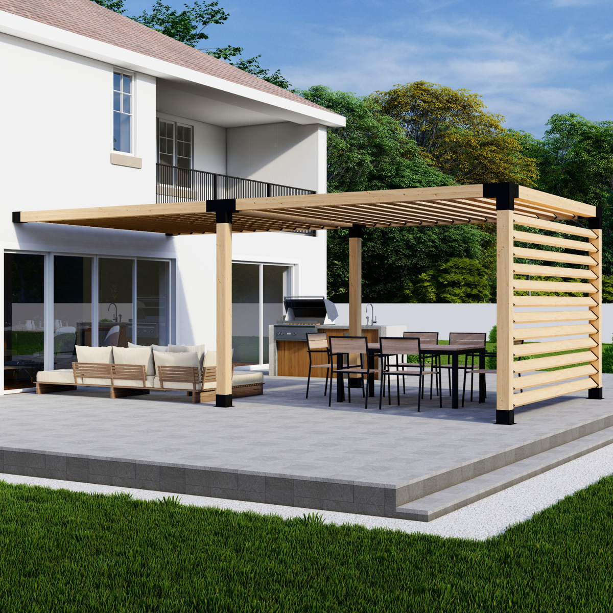 Kit pour pergola adossée à une terrasse