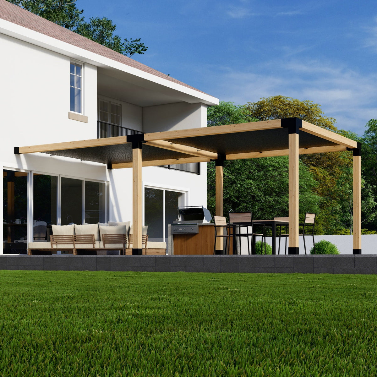 Pergola 10 x 20 avec toile d’ombrage