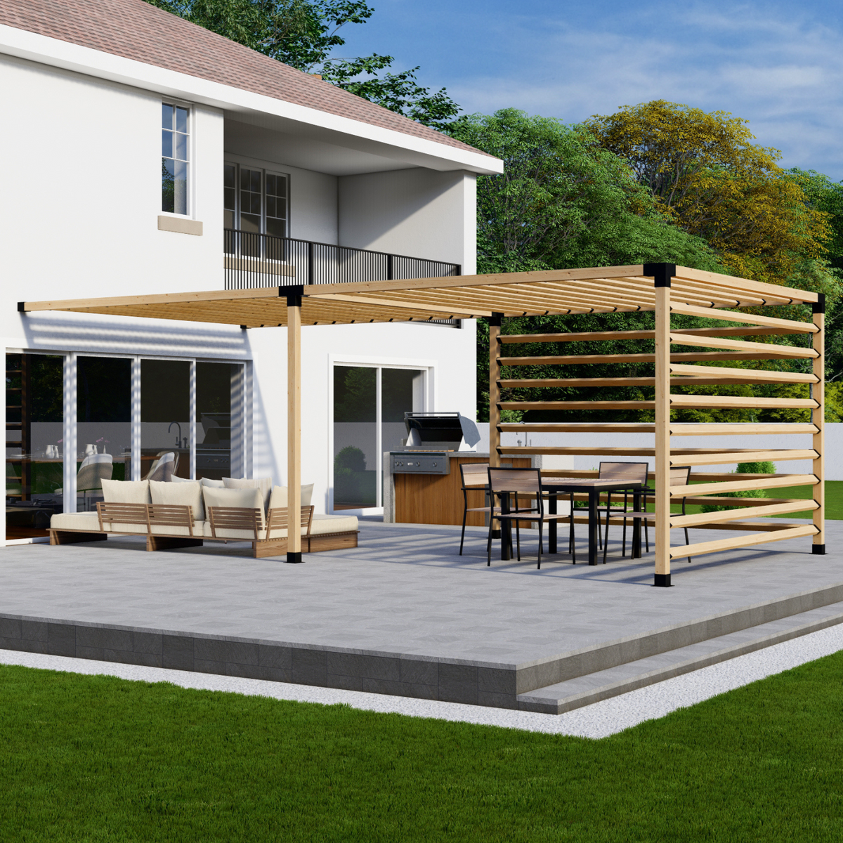 Kit pour construire une pergola sur le mur de la maison