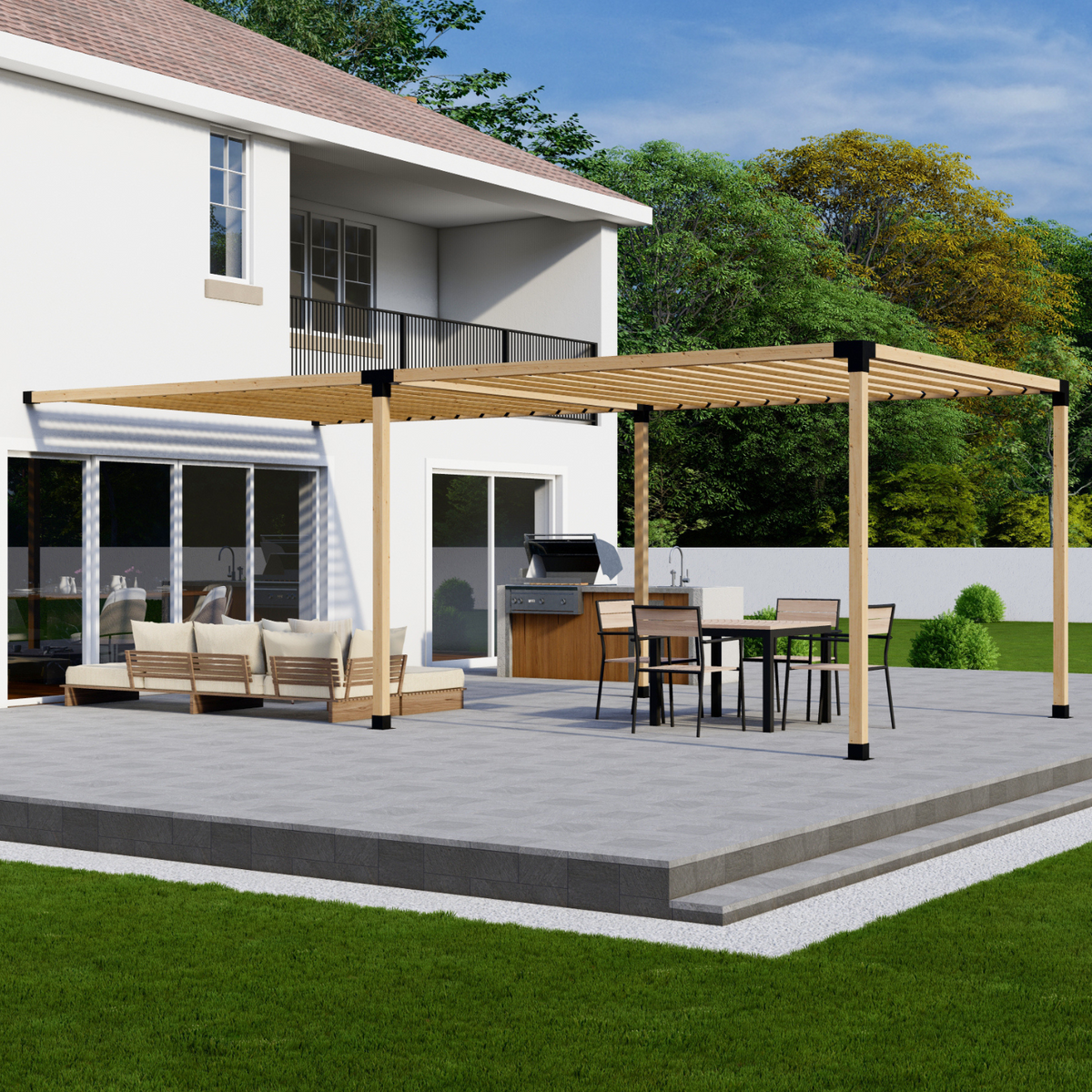 Kit pour construire une pergola reliée à la maison