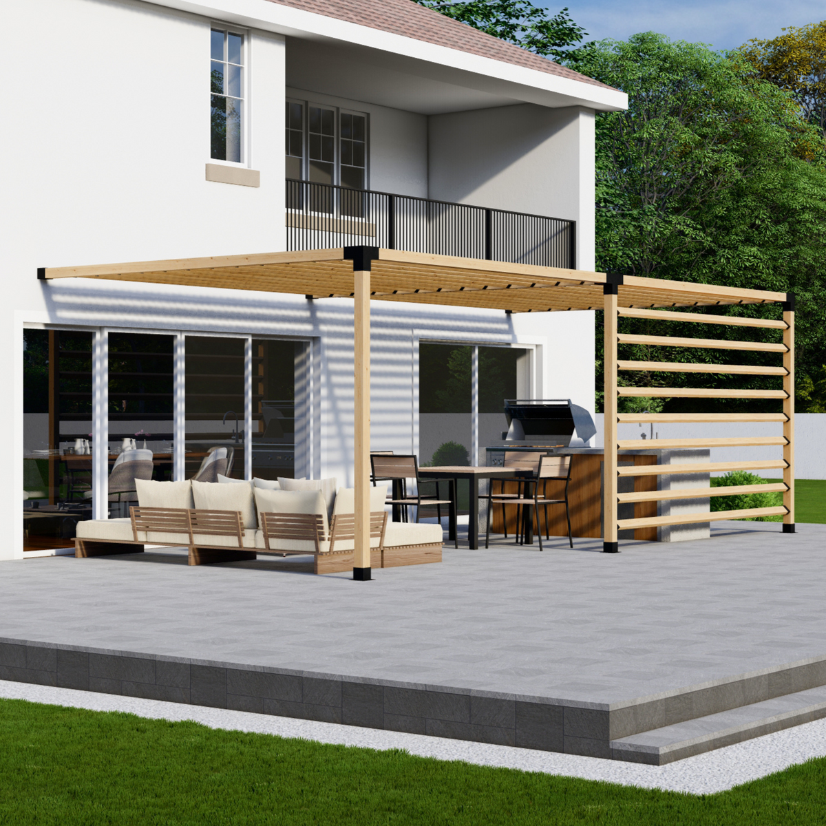 Kit pour construire une pergola en acier et bois