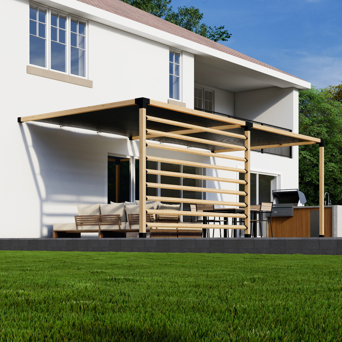 Kit de pergola fixée à la maison