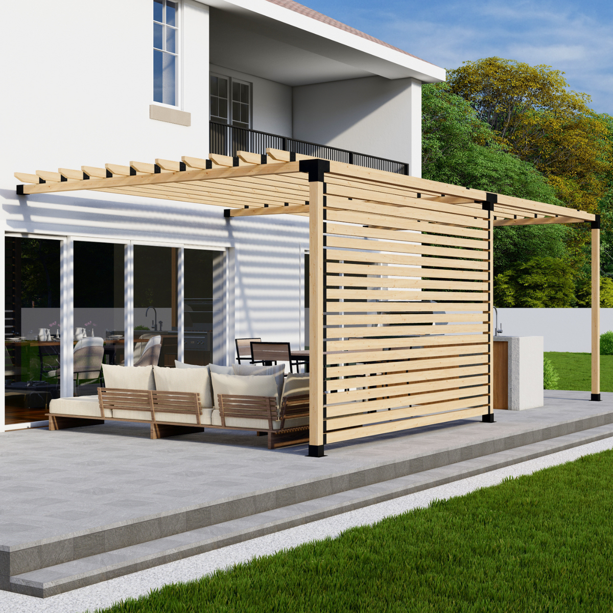 Kit de supports pour construire une pergola adossée