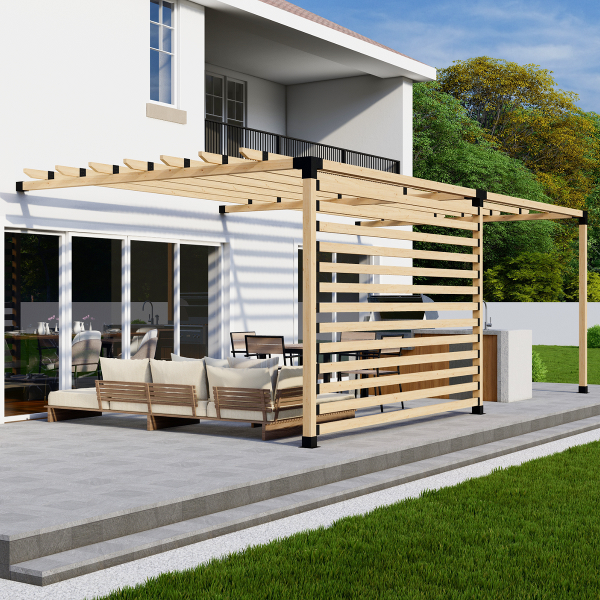 Kit moderne de pergola en porte-à-faux – Pour pergola adossée