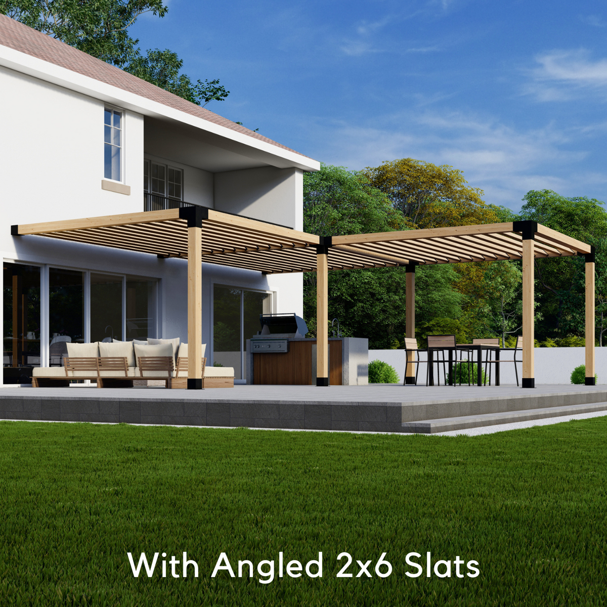 Kit DIY de pergola adossée en L jusqu’à 24' x 24'