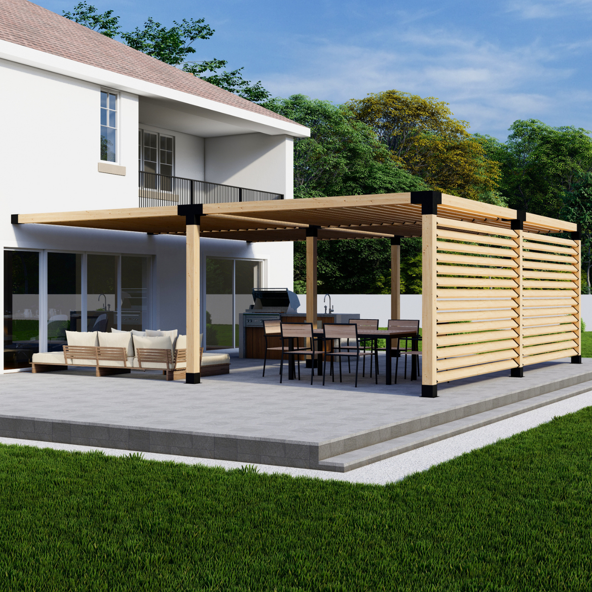 Ensemble de supports 6x6 pour pergola avec toit