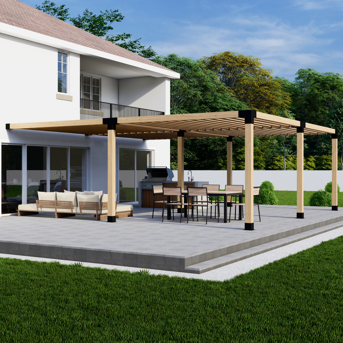 Ensemble de supports en bois 6x6 pour pergola